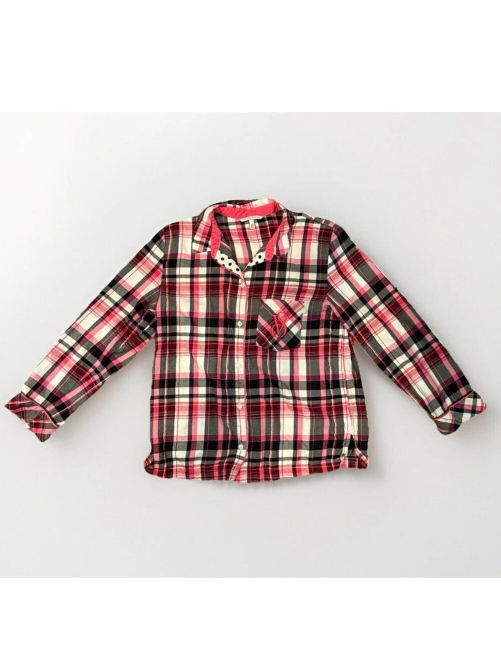 Y2K VTG Victoria's Secret Pink Plaid Button Down Sleep Shirt Women’s Sz S
